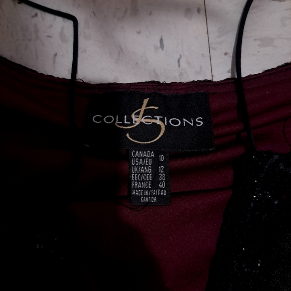 JS collections | Black and red lace trim spaghetti strap long evening go… - Picture 8 of 11